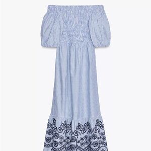 NWT Zara striped embroidered midi dress